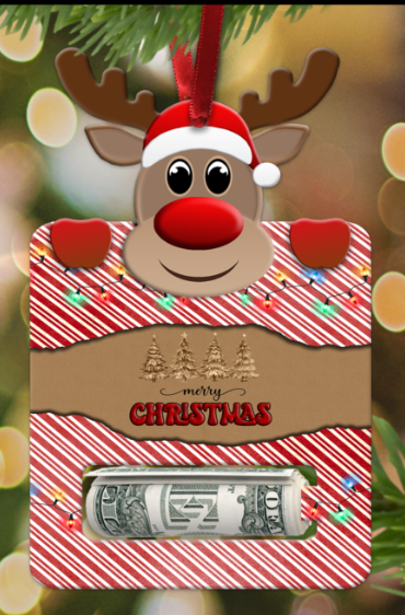 Reindeer Money Card Holder Ornament