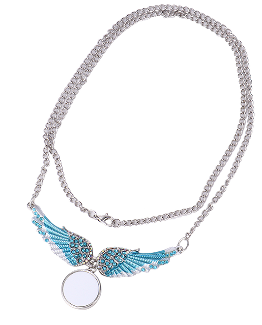 Blue Bling Angel Wing Necklace Sublimation
