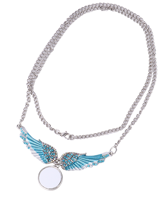 Blue Bling Angel Wing Necklace Sublimation